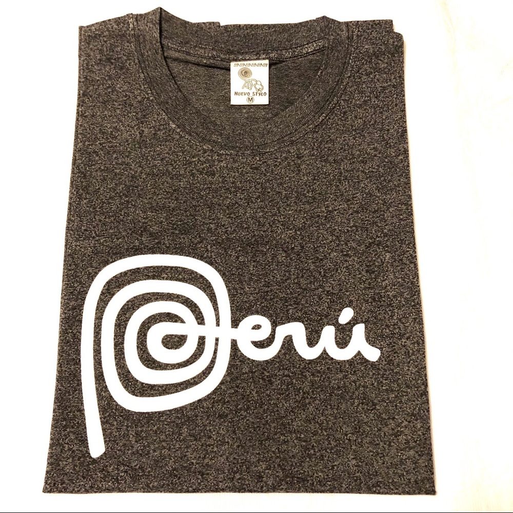 Nazca Peru Gray Marled T Shirt Souvenir Top Medium